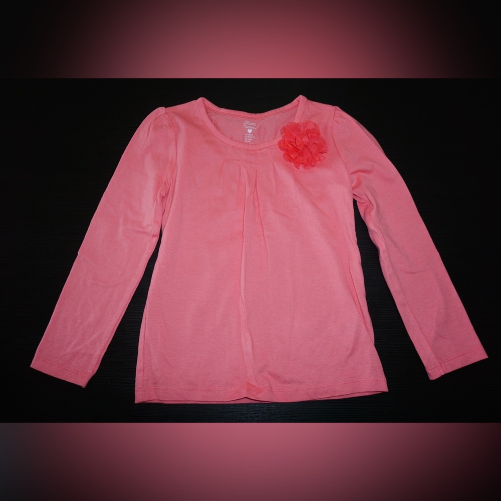Jillian’s closet Pink Long Sleeve Kids Top with Flower Accent